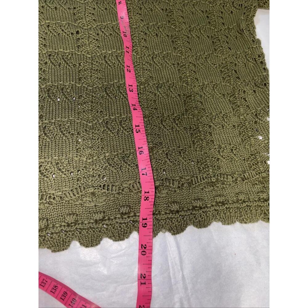 Anthropologie Pointelle Sweater Shirt Green Size XXSmall $88 Whimsical NWOT - Picture 9 of 11